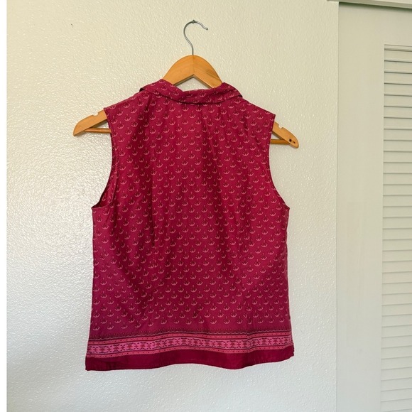 Ann Taylor Sleeveless Blouse Button Down Pink Floral Print Top M - Picture 2 of 3